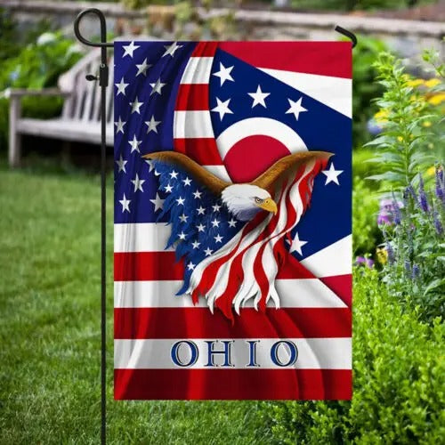 Ohio Patriotic State Garden House Flag