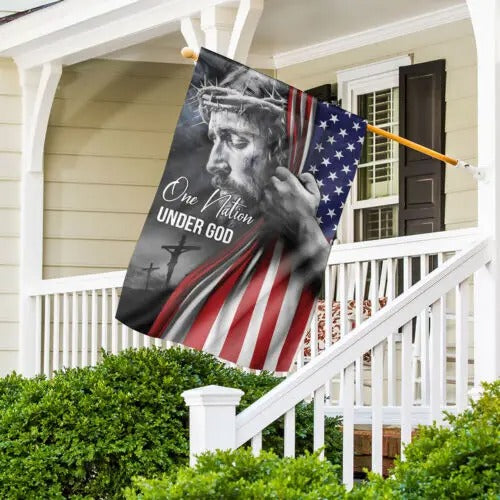 One Nation Under God Patriotic Christian Jesus Flag