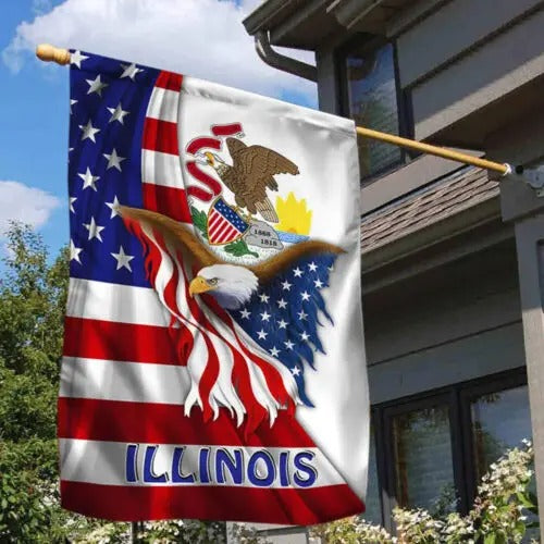 Illinois Patriotic State Garden House Flag