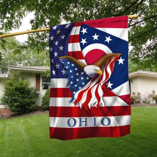 Ohio Patriotic State Garden House Flag