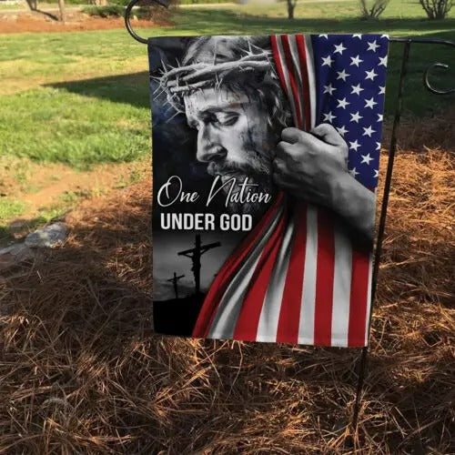 One Nation Under God Patriotic Christian Jesus Flag