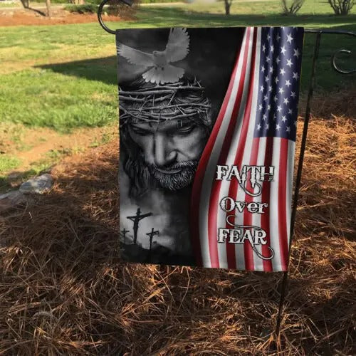 Faith Over Fear Patriotic Christian Jesus Flag