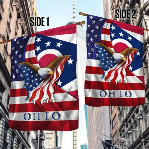 Ohio Patriotic State Garden House Flag