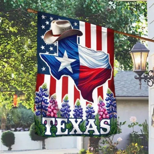 Texas Patriotic State Garden House Flag