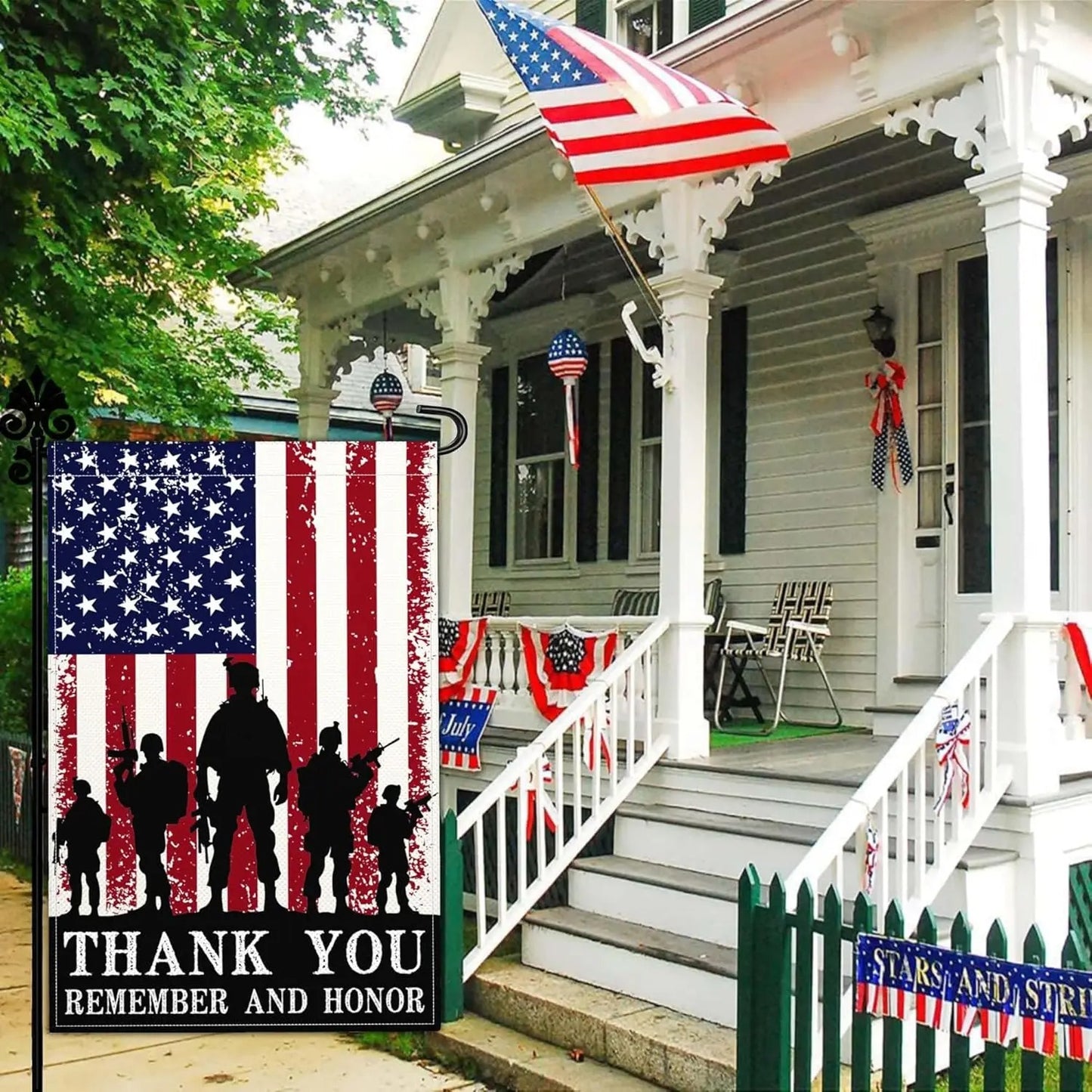 Thank You Veterans Patriotic Garden House Flag