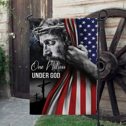 One Nation Under God Patriotic Christian Jesus Flag