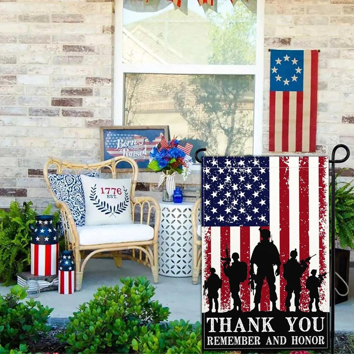 Thank You Veterans Patriotic Garden House Flag