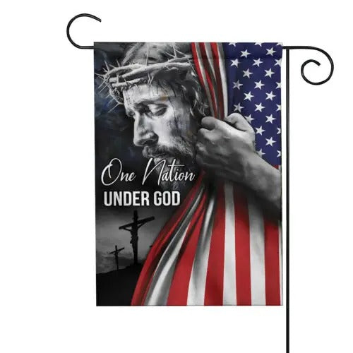 One Nation Under God Patriotic Christian Jesus Flag