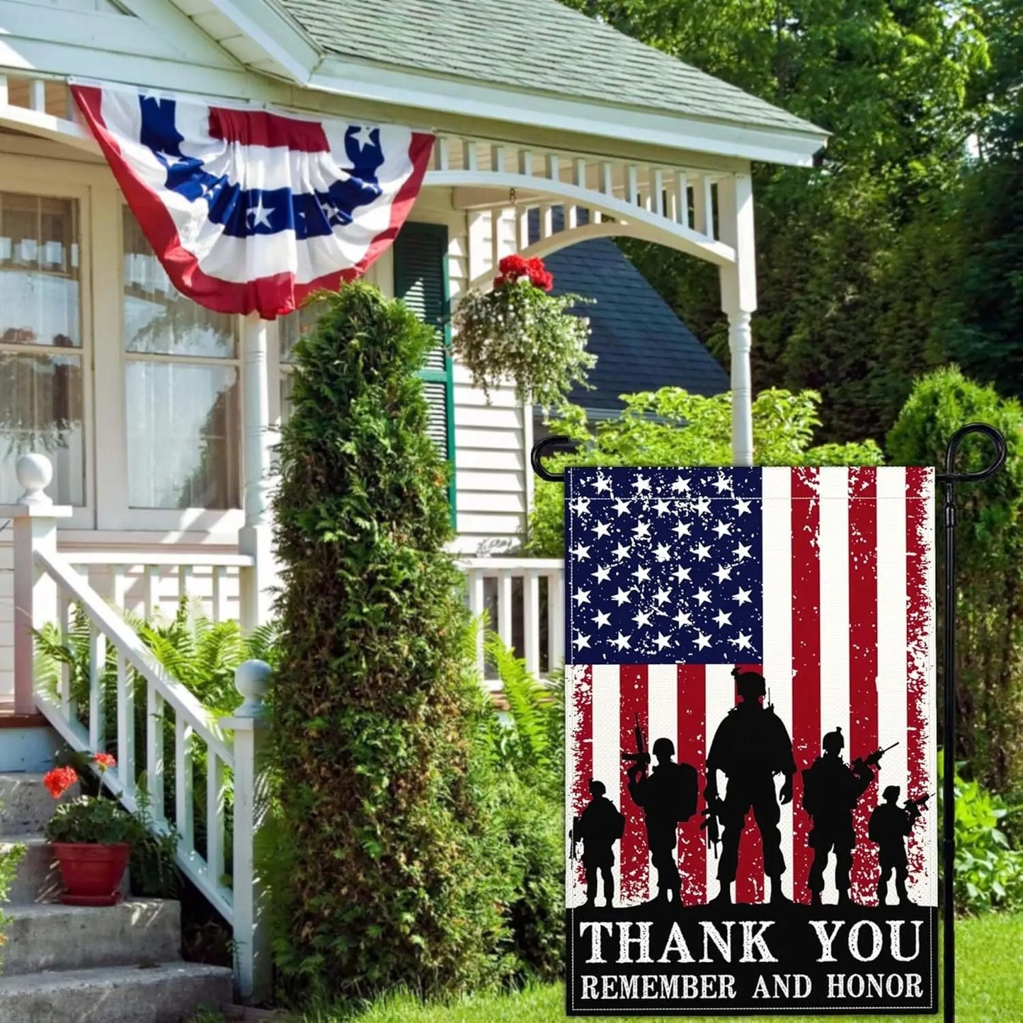 Thank You Veterans Patriotic Garden House Flag