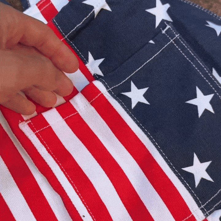 Freedom Overalls – Patriotic USA Flag Bib for July 4th & Tailgates