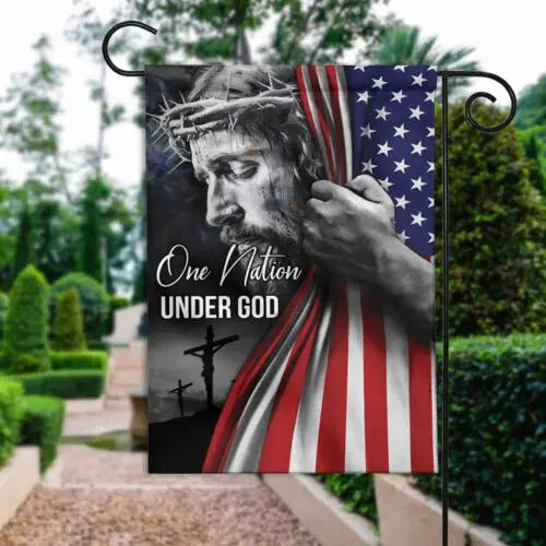 One Nation Under God Patriotic Christian Jesus Flag