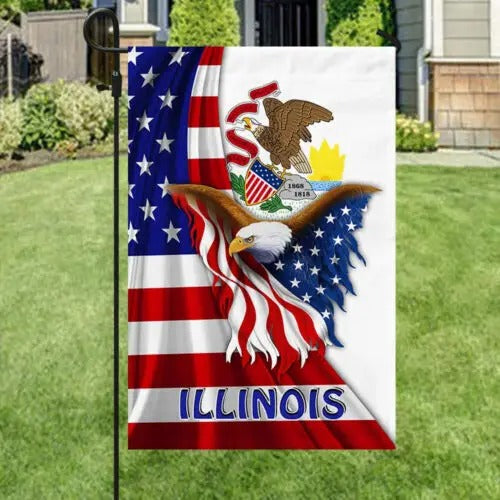 Illinois Patriotic State Garden House Flag