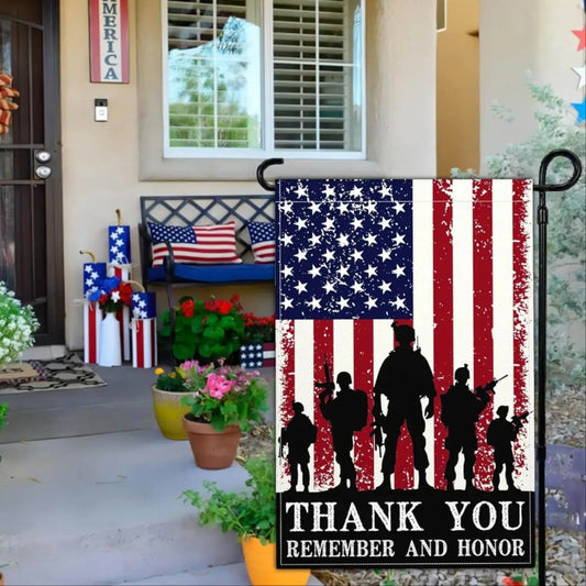 Thank You Veterans Patriotic Garden House Flag