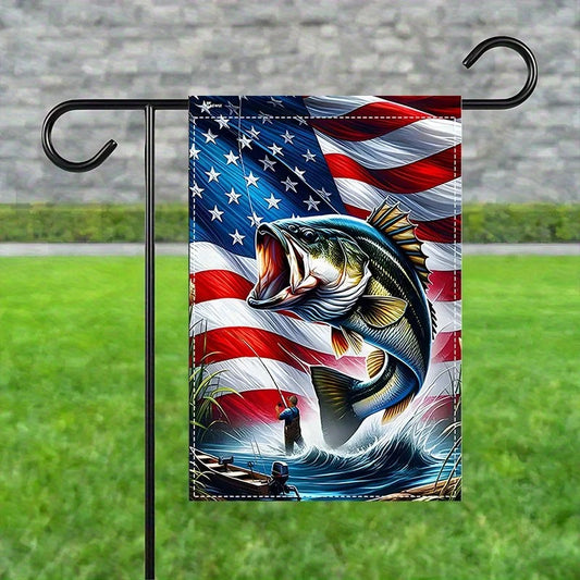 Bass Fishing Patriotic Garden Flag